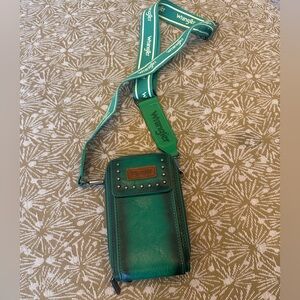 NWOT Wrangler Green Crossbody Bag with Branded Strap